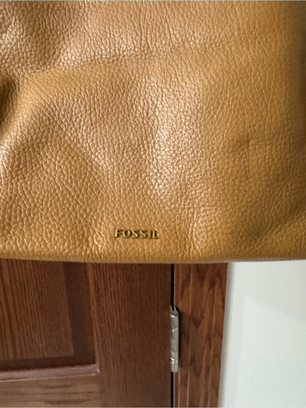 Fossil Tri-Panel Leather Tote in Tan, Cream & Gray with Black Straps